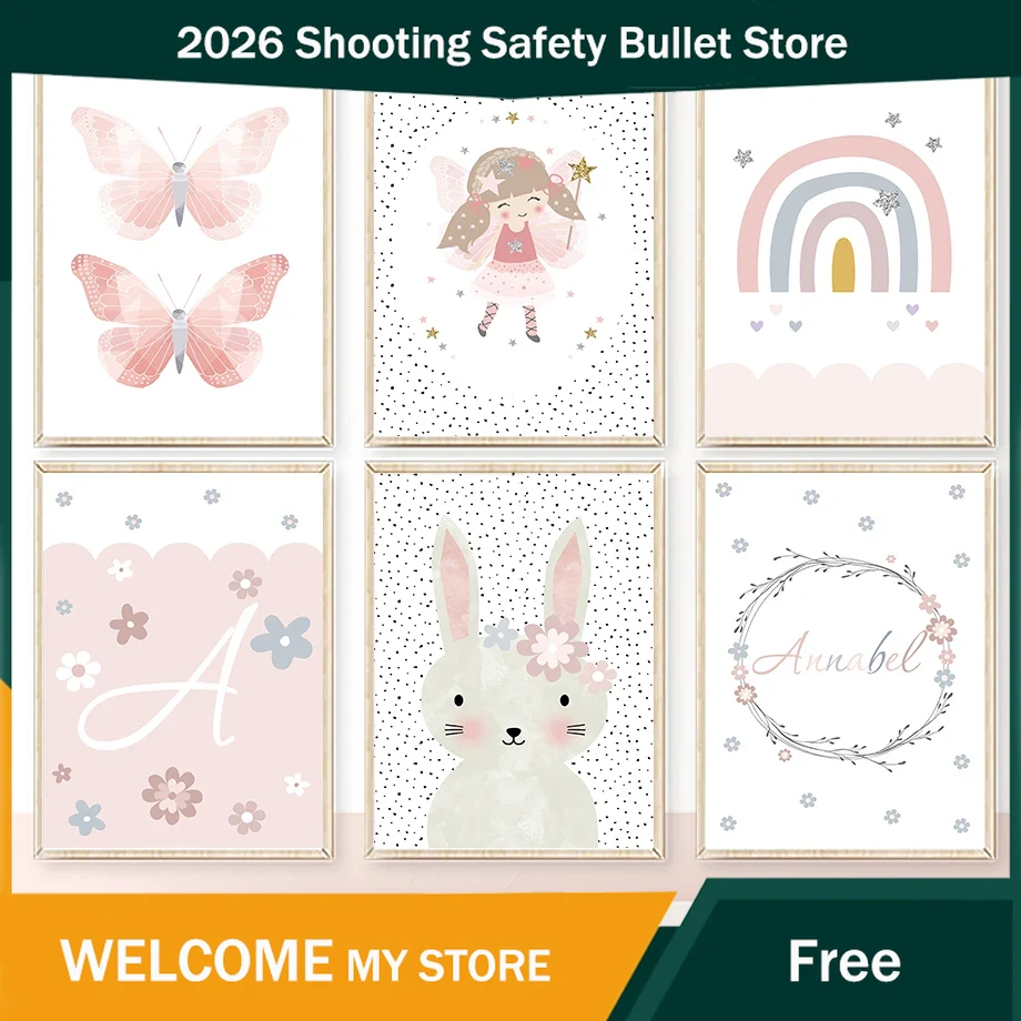 Baby Nursery Pictures - Lukisan Kanvas Seni Dinding Pelangi Kupu-kupu