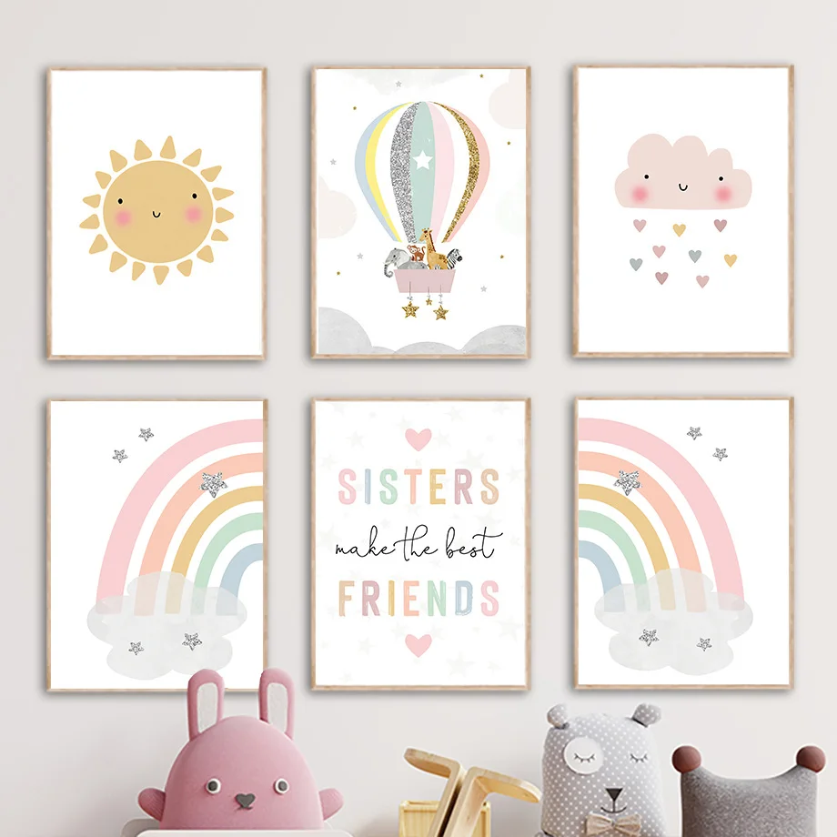 Baby Nursery Pictures - Jerapah Gajah Balon Udara Matahari Pelangi