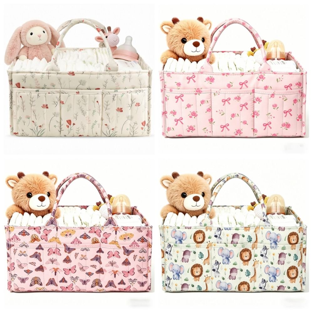Baby Nursery Essentials - Keranjang Penyimpanan Popok Bayi Bermotif Bunga,