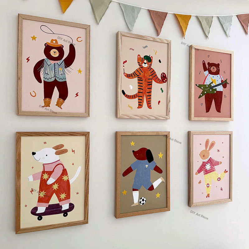Animals Baby Nursery - Lukisan Kanvas Seni Dinding Kamar Anak