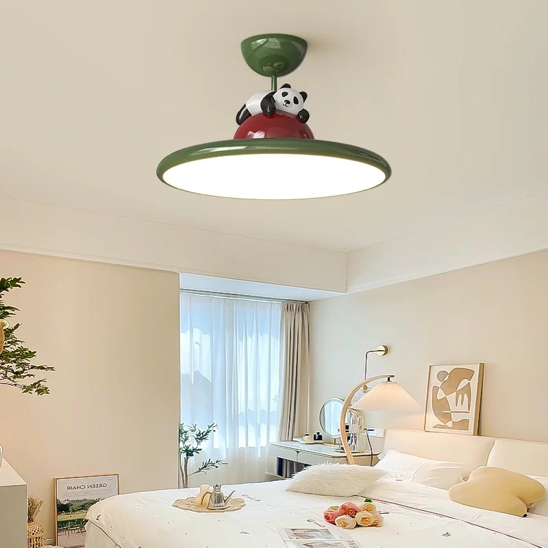 Baby Nursery Light Fixture - Lampu Langit-langit LED Gaya Panda Krim