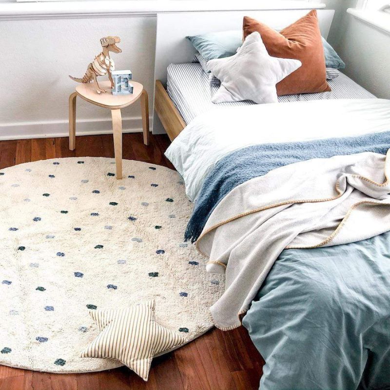 Soft Rug Nursery - Dot karpet berbulu ruang tamu bulat