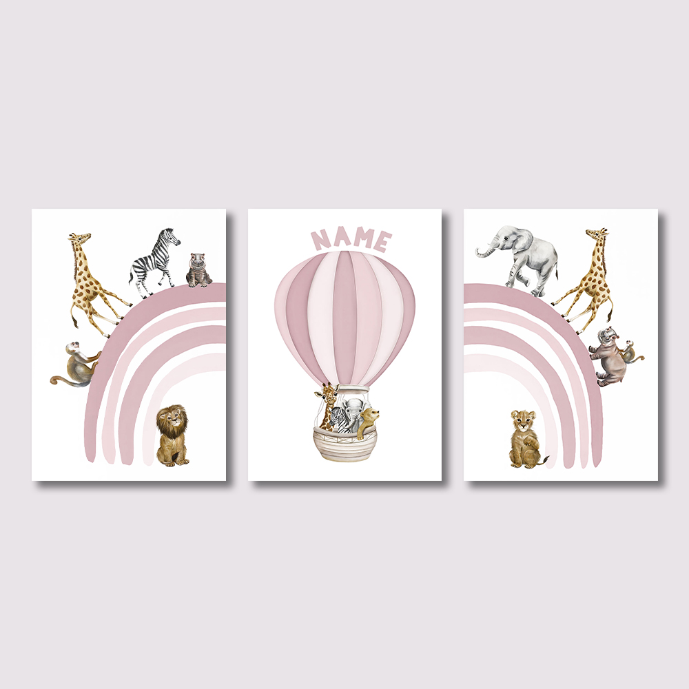Animals Baby Nursery - 3PCS Lukisan Kanvas Hewan Safari, Seni
