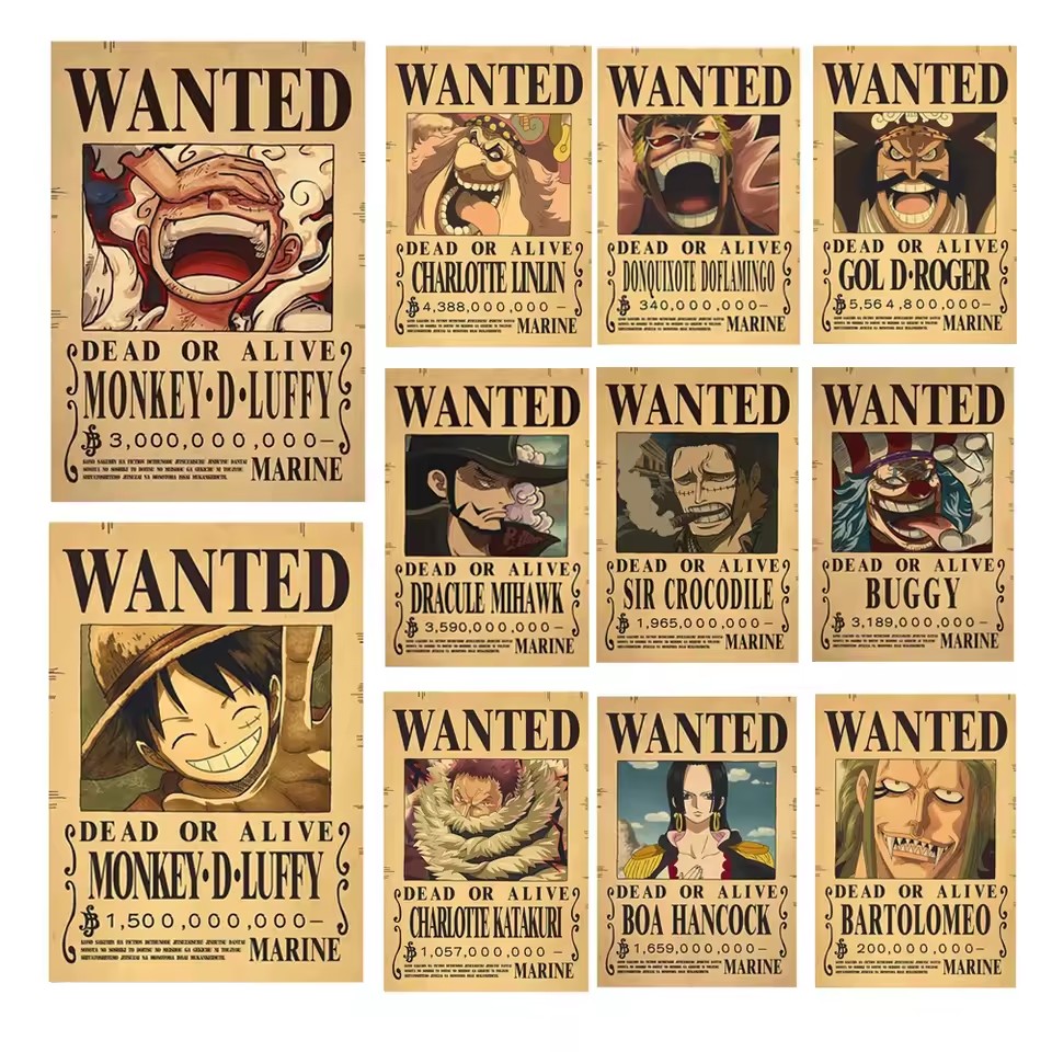 Wall Decal Nursery - Poster Anime One Piece Bounty Wanted