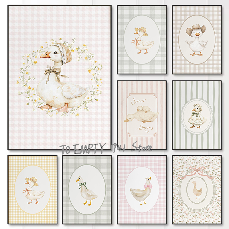Animals Baby Nursery - Poster Kanvas Lukisan Dinding Gambar Angsa