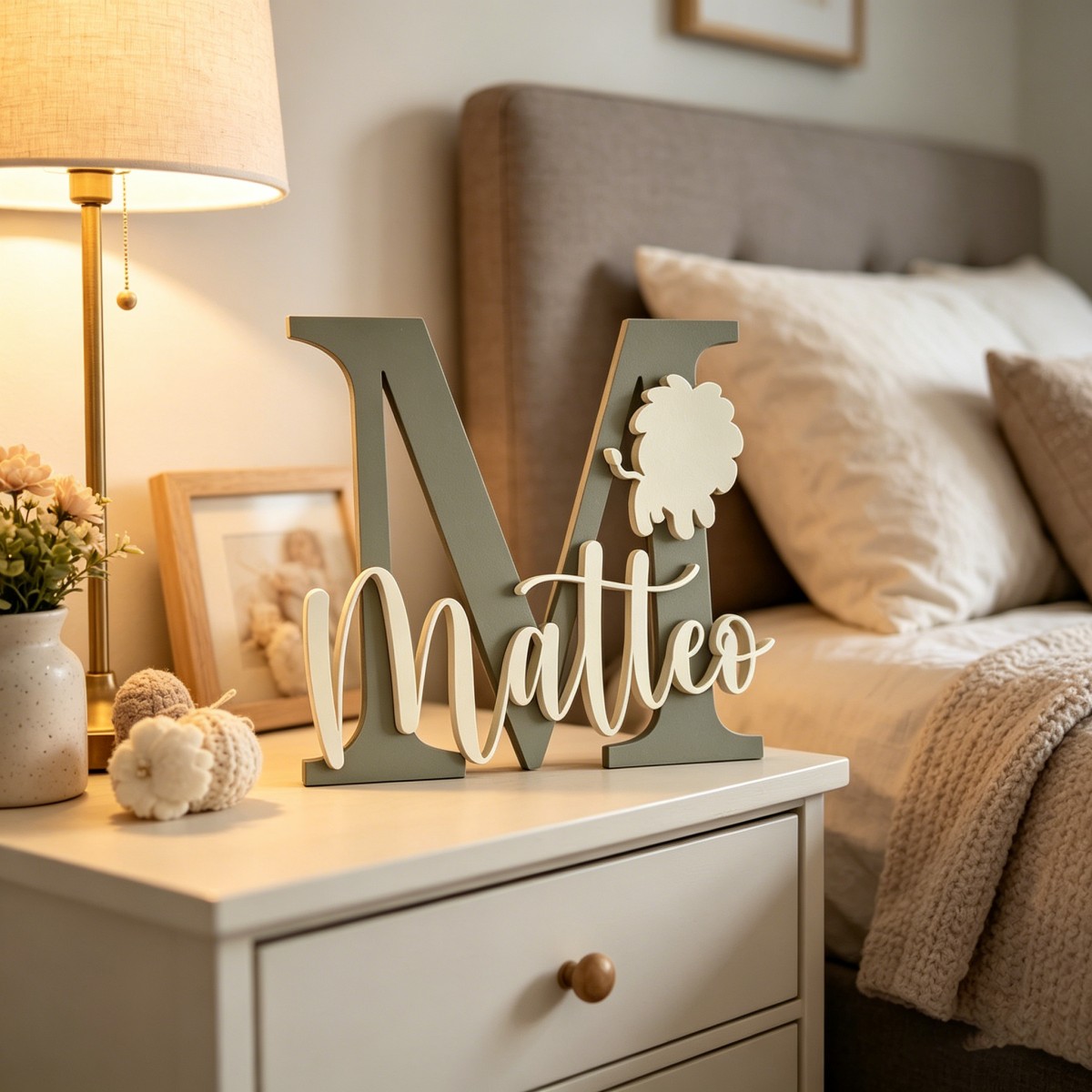 Baby Nursery Kids - 1 Buah Plakat Nama Kayu Inisial