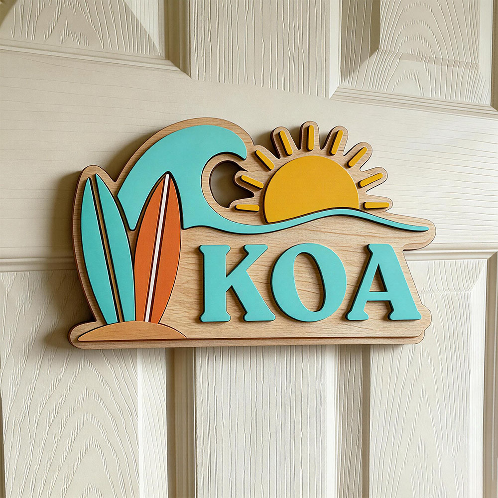 Baby Nursery Kids - Papan Nama Pintu Bertema Gelombang Pantai
