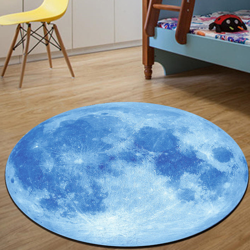 Soft Rug Nursery - Karpet Bulat Motif Bulan Purnama Biru