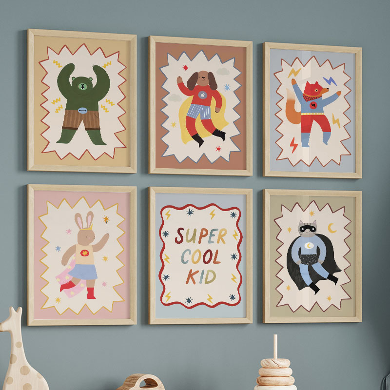 Animals Baby Nursery - Lukisan Kanvas Seni Dinding Kamar Anak