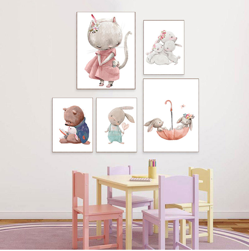 1 Buah Cetakan Seni Dekoratif  - Animals Baby Nursery ulasan dan harga