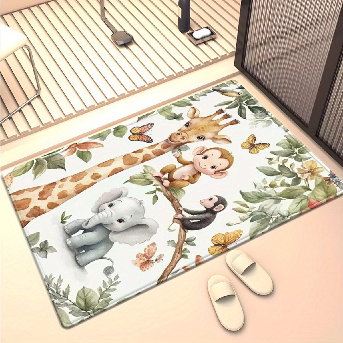 Karpet Cetak Hewan Hutan Warna - Baby Nursery Jungle Rug ulasan dan harga
