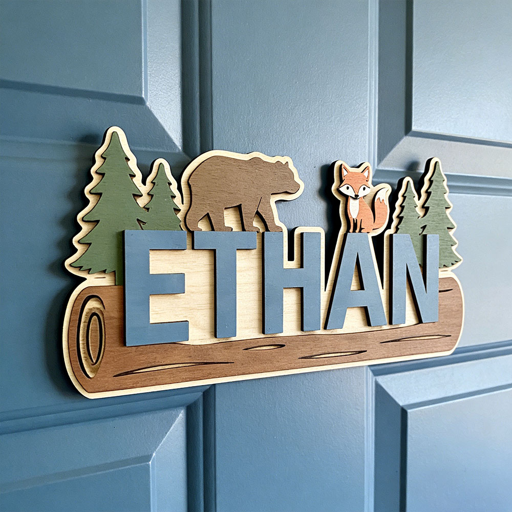 Papan Nama Kayu Hewan Hutan Pe - Animals Baby Nursery ulasan dan harga