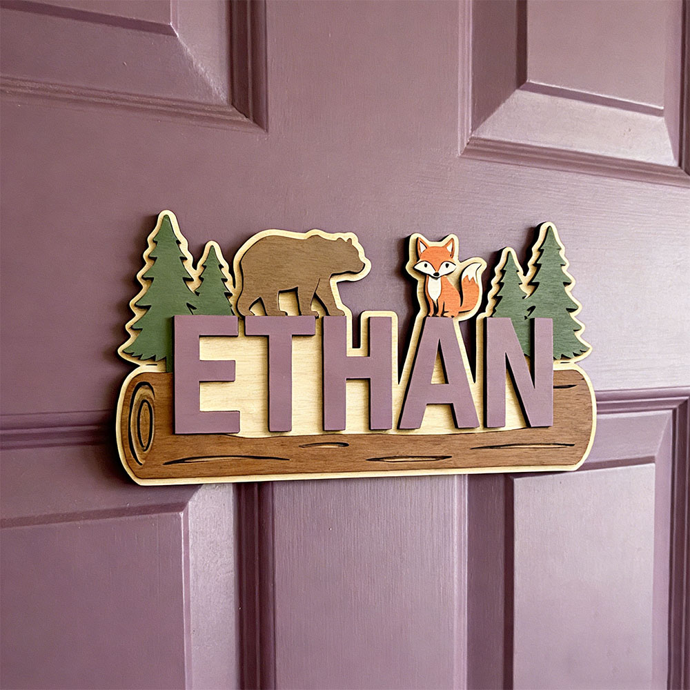 Papan Nama Kayu Hewan Hutan Pe - Animals Baby Nursery ulasan dan harga