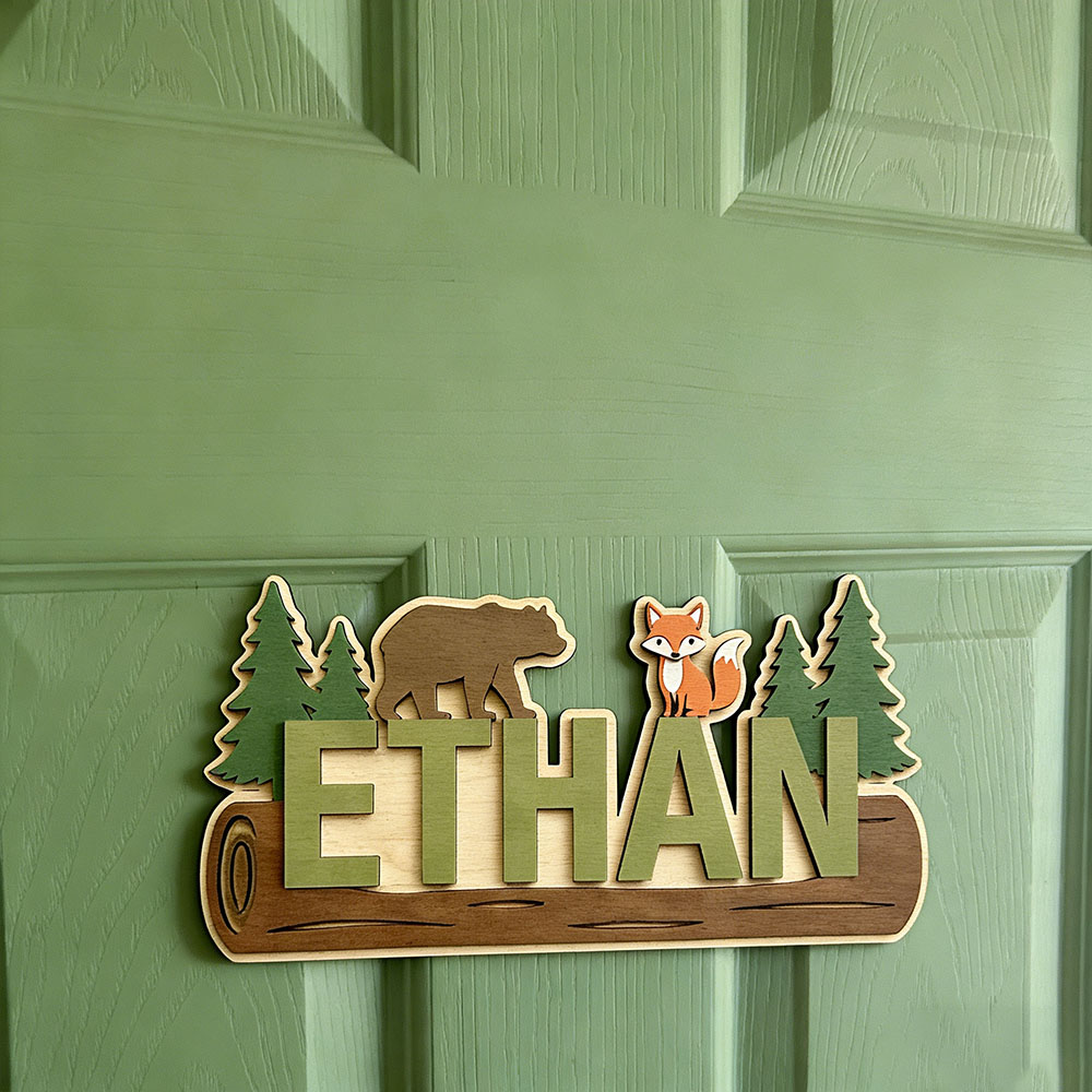Papan Nama Kayu Hewan Hutan Pe - Animals Baby Nursery ulasan dan harga