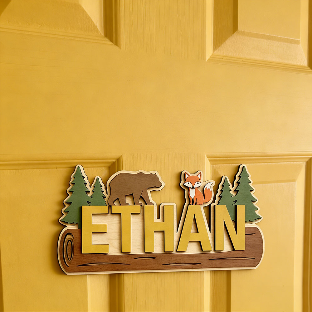 Papan Nama Kayu Hewan Hutan Pe - Animals Baby Nursery ulasan dan harga