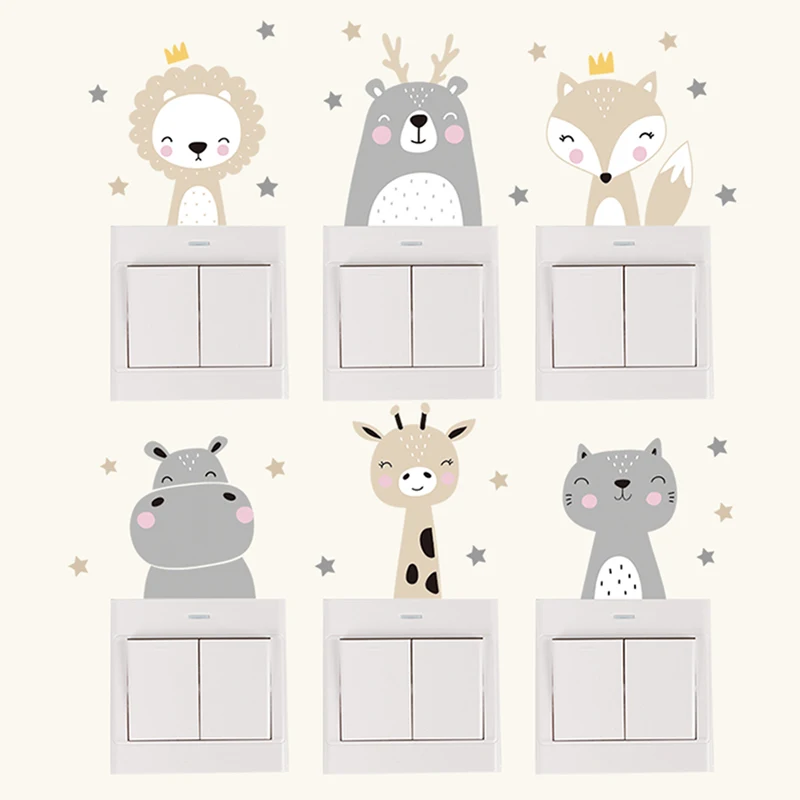 6 buah stiker hewan bergaya bo - Wall Decal Nursery ulasan dan harga
