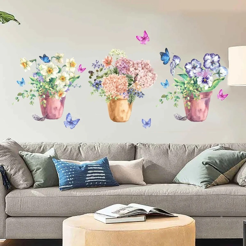 Stiker Dinding Hydrangea Pansy - Wall Decal Nursery ulasan dan harga
