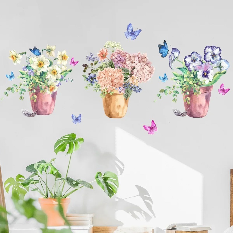 Stiker Dinding Hydrangea Pansy - Wall Decal Nursery ulasan dan harga