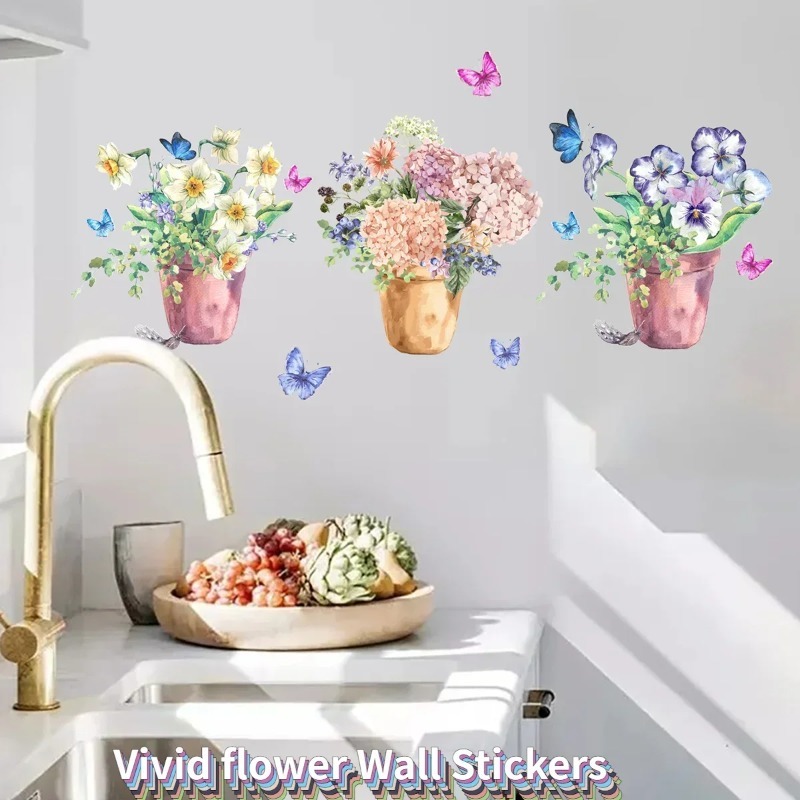 Stiker Dinding Hydrangea Pansy - Wall Decal Nursery ulasan dan harga