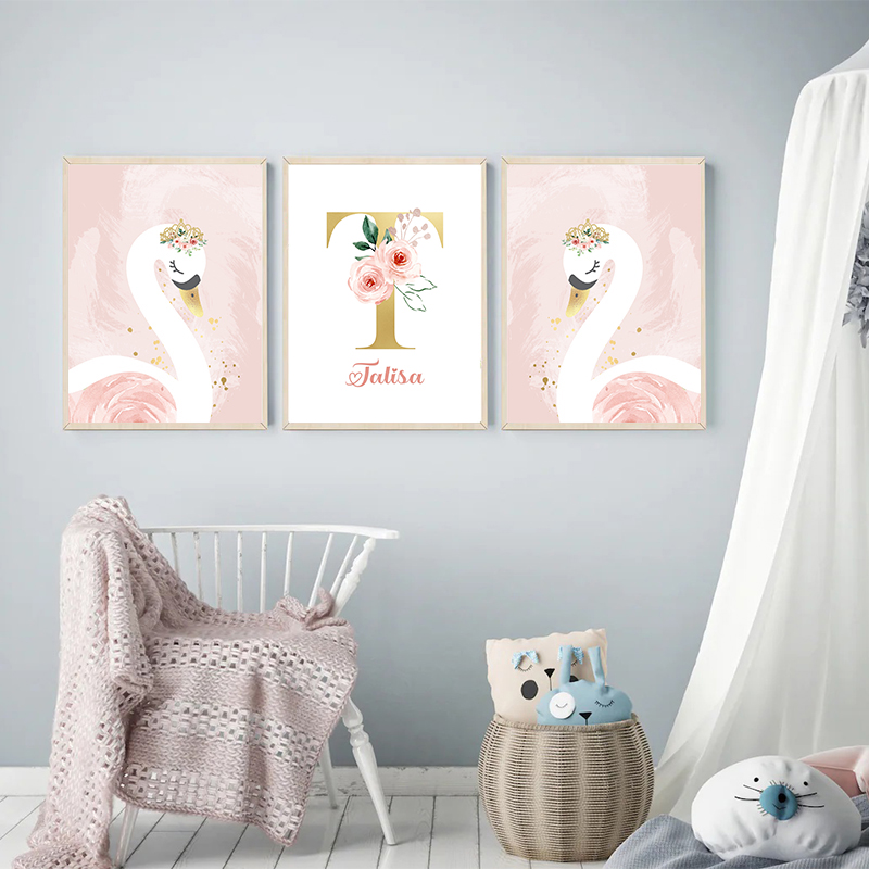 Mahkota merah muda angsa emas  - Baby Nursery Name Letters ulasan dan harga