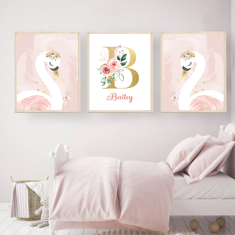 Mahkota merah muda angsa emas  - Baby Nursery Name Letters ulasan dan harga