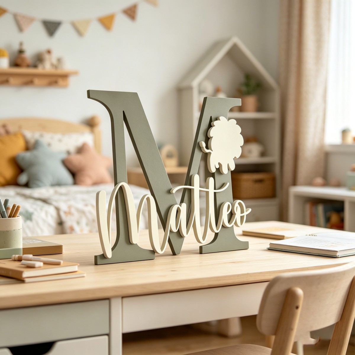 1 Buah Plakat Nama Kayu Inisia - Baby Nursery Kids ulasan dan harga