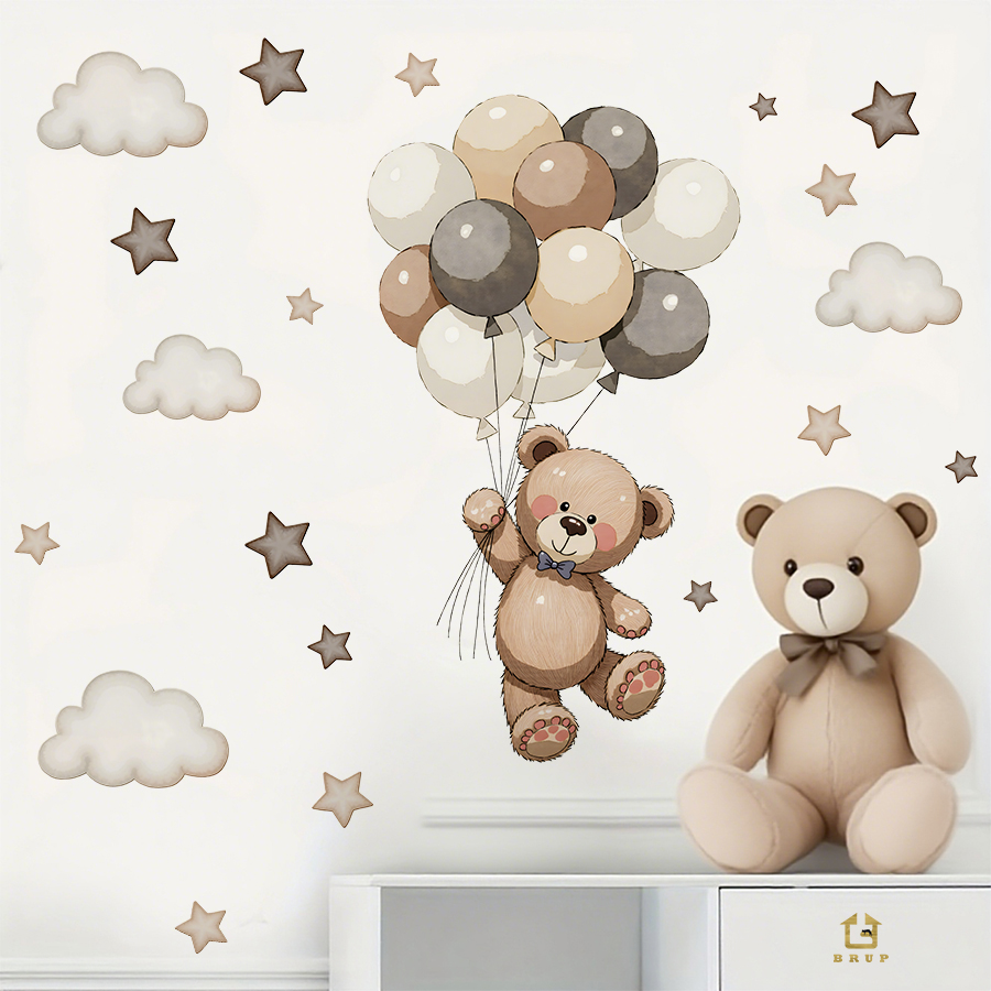 Stiker Dinding Beruang Teddy y - Wall Decal Nursery ulasan dan harga