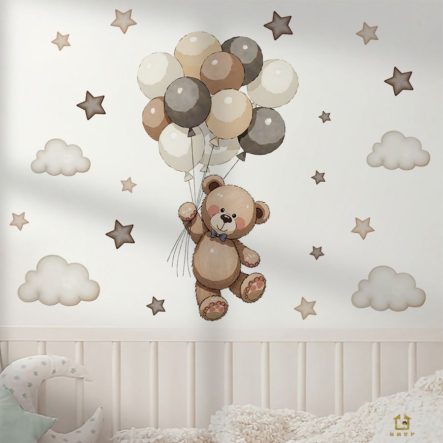Stiker Dinding Beruang Teddy y - Wall Decal Nursery ulasan dan harga