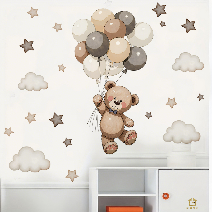Stiker Dinding Beruang Teddy y - Wall Decal Nursery ulasan dan harga