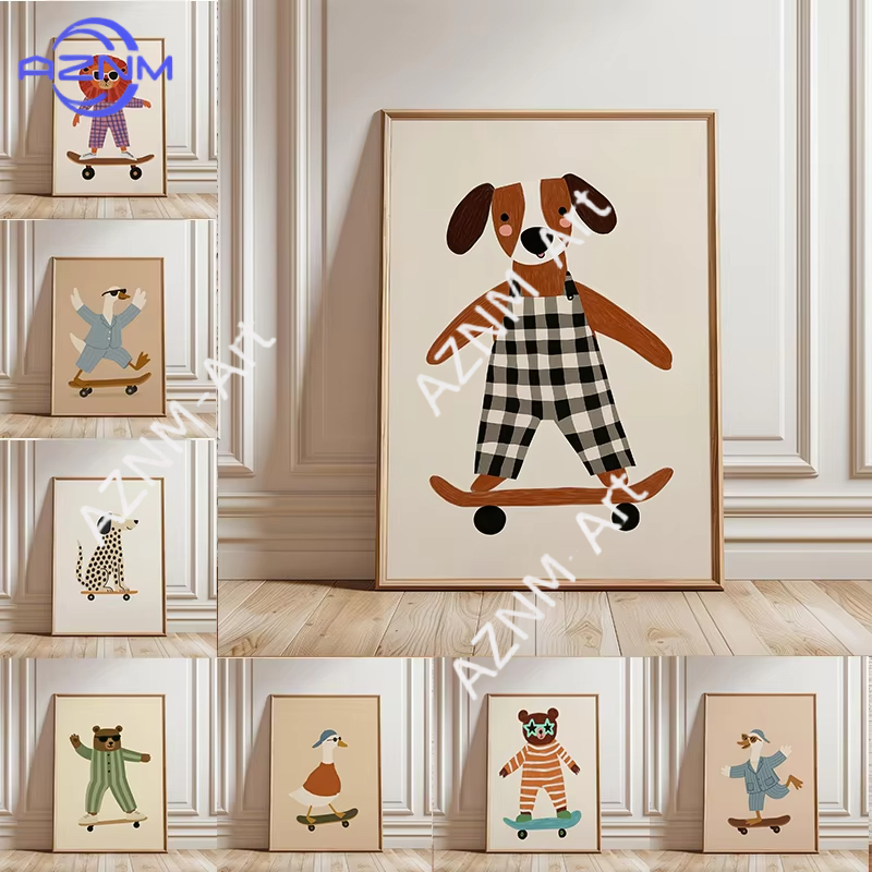 1 Buah Poster Skateboard Hewan - Animals Baby Nursery ulasan dan harga