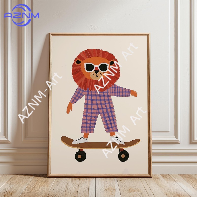 1 Buah Poster Skateboard Hewan - Animals Baby Nursery ulasan dan harga