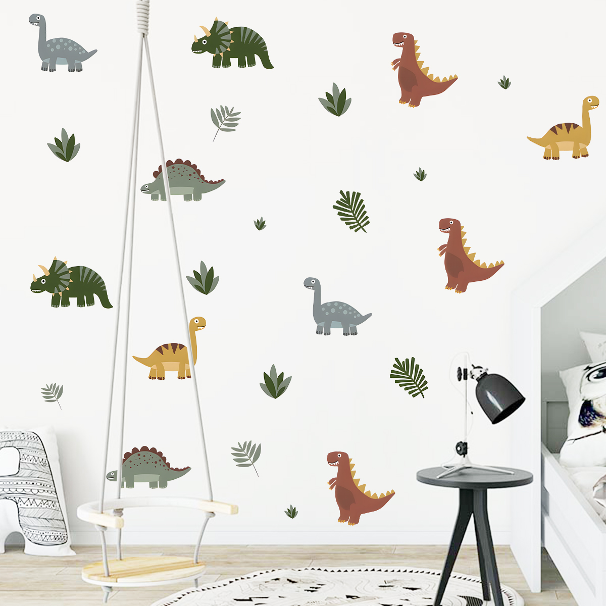 Stiker dinding hewan daun dino - Wall Decal Nursery ulasan dan harga