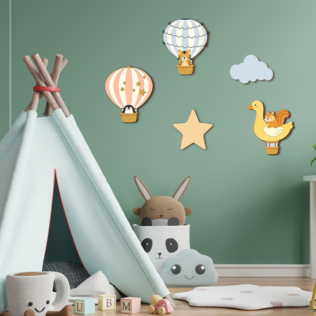 5 Buah Stiker Dinding Kayu Bal - Wall Decal Nursery ulasan dan harga