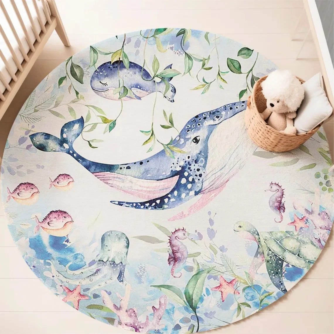 Karpet Bulat Motif Hewan Laut  - Soft Rug Nursery ulasan dan harga