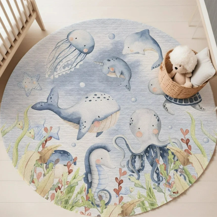 Karpet Bulat Motif Hewan Laut  - Soft Rug Nursery ulasan dan harga